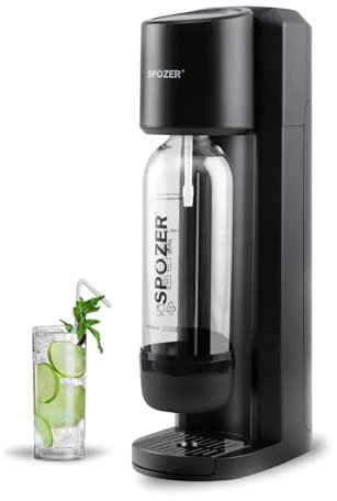 SPOZER Sparkling Water Maker, Soda Maker with 1L Carbonating Bottle, Fizzy Water Maker, Compatible with All Screw-in 60L CO2 Cylinders (NOT Included)