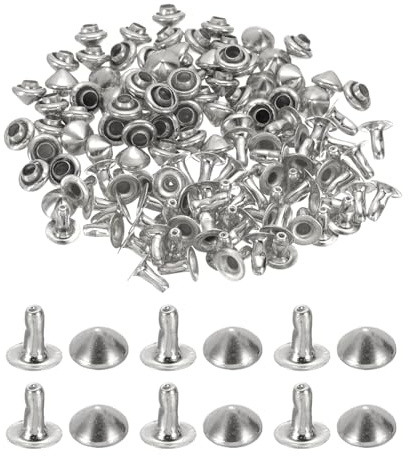 PATIKIL Remaches De Púas De 5 mm, 100 Juegos De Tachuelas Redondas Para Decoración De Cuero, Clavos Punk Rápidos Para Cinturones, Bolsos, Zapatos Y Ropa, Tono Plateado