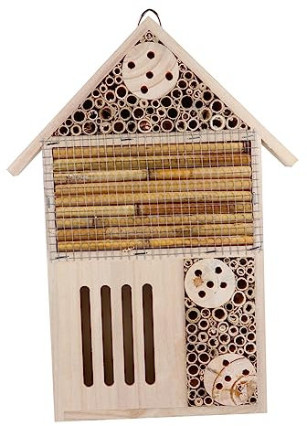 TOYANDONA Holz Bienenhaus Mit Überlappendem Dach Insektenbox Für Garten Holzbienenstock Mit Glatten Rohren Für Bienenschutz Haus Im Freien Für Insekten