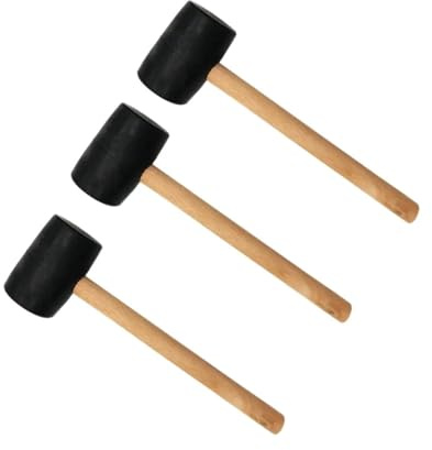 3pcs Black Rubber Hammer with Wooden Handle for Shelf Furniture Installation Board Hammer