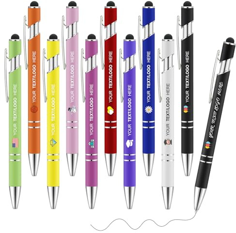 ENOMY Kugelschreiber Personalisert mit Logo/Text/Namen 10 Stück Kugelschreiber mit Gravur Personalisierter Stift mit schwarzer Tinte Eignen Sich für Uni Büro Beruf Geschenk Mehrere Farben Verfügbar