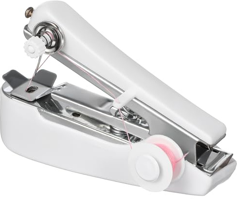 Gogogmee Mini Máquina de Coser Portátil Manual white Ligera y para Costura Rápida Casa y Reparaciones con Construcción Duradera Acero Inoxidable y Plástico Resistente para Color Aleatorio