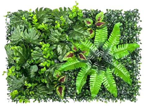 Panel de pared de plantas artificiales: baldosas de pared de Ivy Faux 40x60cm, paneles de vegetación a prueba de intemperie, pantalla de privacidad de instalación fácil adaptable | Panel de cobertura