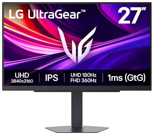 LG UltraGear G8 27G810A Gaming Monitor - 4K UHD IPS 27 Inch, 180Hz | 360Hz - Dual-Mode, 1ms GtG, G-SYNC Compatible & FreeSync Premium, DisplayHDR 400, HDMI 2.1, DP1.4(DSC), Black