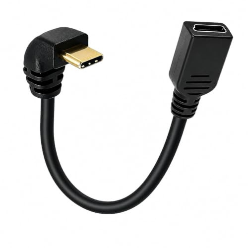 ZhouLinMou 90 Degree Mini USB to Type C Cable, Short USB 3.1 Type C Male to Mini USB Female Adapter for MacBook Chromebook Pixel for HERO HD Digital Cameras Syncing Charging Device (Black)