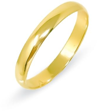 Fede nuziale in argento sterling 925 massiccio placcato in oro, larga 3 mm con finitura lucida