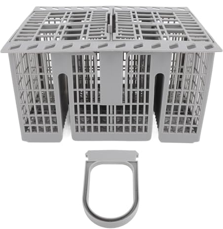 SIXRUN Cesta para Cubiertos para Lavavajillas, 8 Compartimentos, Material ABS, Compatible con la Mayoría de los Lavavajillas, Fácil de Instalar, 21 X 16 X 12 Cm