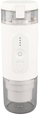 ERYUE Mini Eléctrica con Calefacción Inalámbrica de una Sola Porción con Contenedor de café 2 en 1, Batería Incorporada, Presión Bomba 18 Bar para Uso Doméstico y Oficina (Blanco)