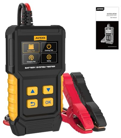 AUTOOL BT360 Battery System Tester, Car Battery Tester DC Charging Cranking Test 100-2000 CCA, 2.4 Color LCD Battery Monitor, Digital Auto Analyzer for Vehicle Truck Motorcycle