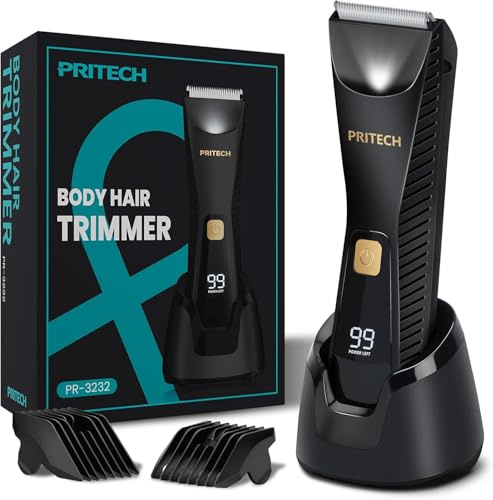 PRITECH Manscape Body Hair Trimmer Waterproof Pubic Hair Ball Trimmer Black