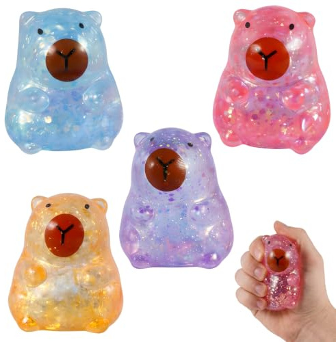 Squishy Capybara, 4 Stück Squishy Stressball für Büro und Reise, Fidget Squishies für Erwachsene, Niedliches Capybara Squishy für Geschenk