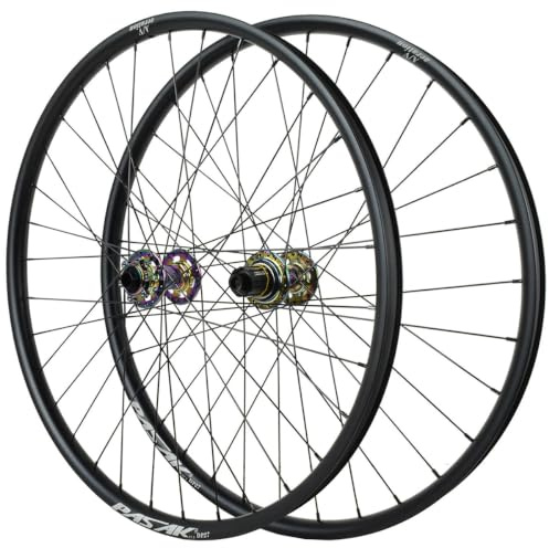 QUYCOIU 26/27,5/29 Genomgående Axel, Boost Hjulpar Mountainbike Ultralätt Fälg I Aluminiumlegering 32-håls Hjul Med Hög Hållfasthet 15×110/12×142Mm Skivbroms Passar 7–12 Kassett(Colorful,26in)