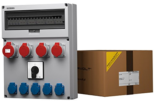 Distributore di corrente elettrica per cantieri GR-S/FI 3x16 1x32 5x230, montaggio a parete 6640