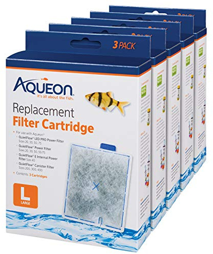 Aqueon Aquarium Fish Tank Replacement Filter Cartridges, Large - 15 Pack