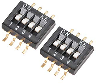 sourcing map 2 Pcs Black Surface Mounted Devices DIP Switch 1-4 Positions 1.27mm Pitch for Circuit Breadboards PCB