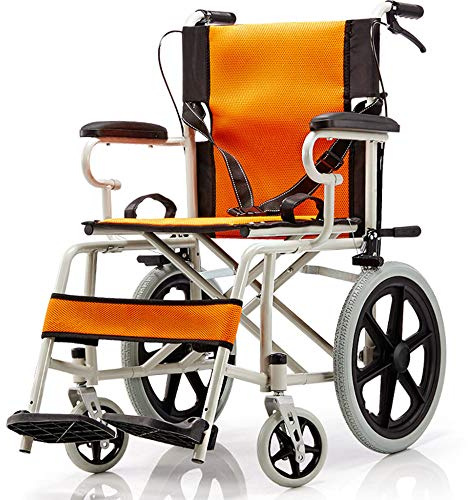SSHHI LY Fauteuil roulant léger, en alliage d'aluminium pliable? avec frein à main Propulsé chaise de voyage, adaptée aux personnes âgées et handicapées Solide/A/Comme montré