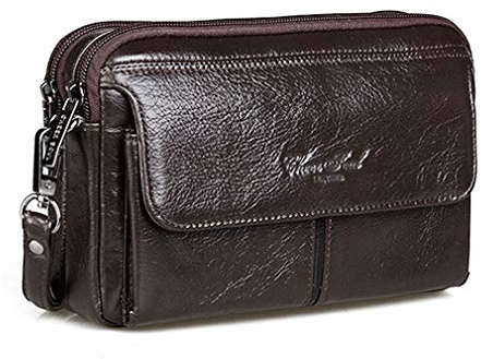 Xieben Borsa Da Polso In Pelle per Uomo Donna Viaggi D'affari All'aperto Organizzatore Cinturino Da Polso Portafoglio Con Marsupio Supporto Multiplo Porta Telefono Phone Caffè