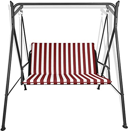 Il Tuo Artigiano Design Cuscino Fasciato per Dondolo da Giardino - 2, 3, 4 Posti - Made in Italy (3 Posti Plus - 155x55 cm, Bianco E Bordeaux)