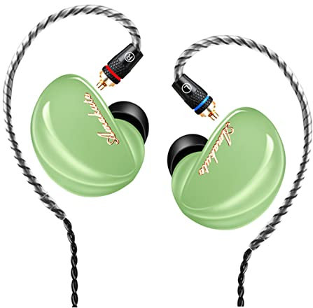 DCMEKA TK300 in ear monitor hörlurar 10 mm magnetiska dynamiska IEM-hörlurar för sångare musiker på scenen audifonos Aurikulärer, MMCX-kabel (grön)
