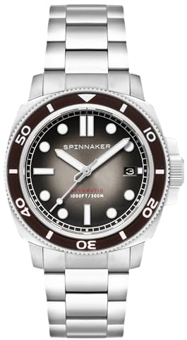Spinnaker Herren 42mm Hull Diver Automatische 3-Zeiger-Uhr mit Echtleder- oder Edelstahlarmband SP-5088