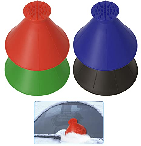 Forreen Eiskratzer Auto, 4 Stücke Eisschaber Auto Runde 2 in 1 Multifunktional Langlebig Verschleißfest Tragbar Kunststoff Schneeschaufel für Auto Lastwagen Lieferwagen Windschutzscheiben