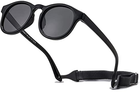 iNszkoos Flexible Polarized Baby Sunglass with Strap Adjustable, Infant Outdoor Sunshade UV 400 Protection Soft Silicone Frame Baby Sunglasses for 0-36 Months Toddler Newborn Boys Girls