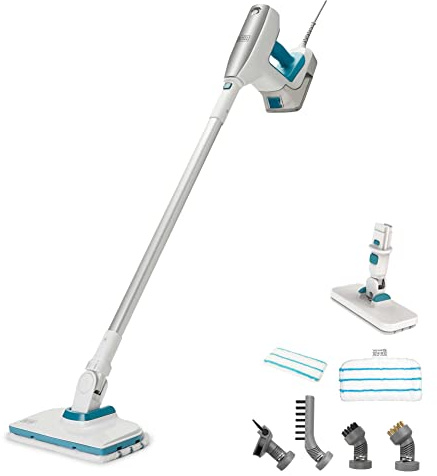 BLACK+DECKER Steam Mop, Floor and Handheld Steamer, Multi-Purpose Steam Cleaner with 6 Attachments, Corded (BHSM15FX08)