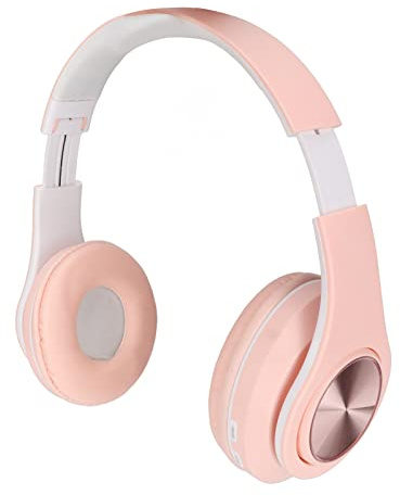 Bluetooth-headset, Brusreducerande Trådlöst Spelheadset, Hopfällbart över örat Bluetooth-hörlurar med RGB-lampor för Barn Vuxna Flickor Pojkar(Rosa)
