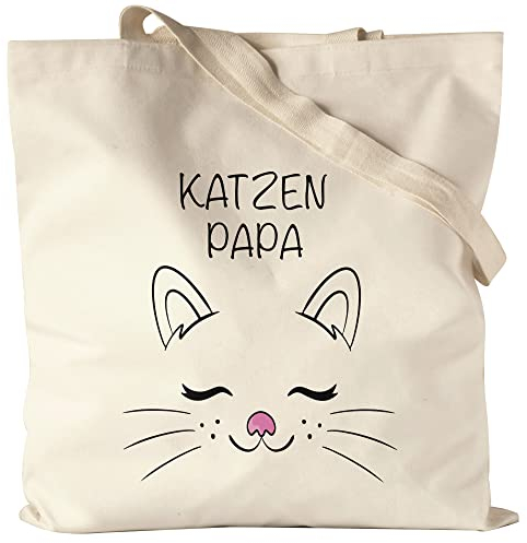Hey!Print Katzen Papa Jutebeutel Stoffbeutel Canvas Katzen-Papa Geschenk Katzenliebhaber Katzenbesitzer Katzen Kätzchen