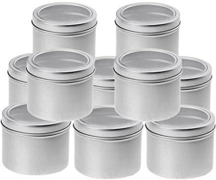 barenx 10-pack plåtburkar skruvtopp rund metall läppbalsam burkar behållare lock (100 ml)