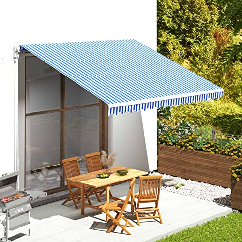Keketa Homgoday Markisenbespannung Blau-Weiß 380x345cm für Terrasse & Garten, UV-stabil, wasserdicht Model311918