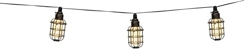 Grundig Solar Lichterkette - Gartenleuchte 10 LED-Laternen - 12 Lumen - Warmweißes Licht - inkl. Solarpanel - Batterielebensdauer 8-6 Stunden - Schwarz