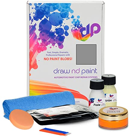 DrawndPaint Ausbesserungslack Lackreparaturset Kratzerentfernung Autolackreparatur Ausbesserung Steinschlägen Kratzern am Auto Lackstift geeignet für Mercedes Silbergrau Matt - 7746, M