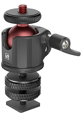 SIOTI Mini-Kugelkopf-Adapter, mit Blitzschuh-Mont, kompatibel mit Einbeinstativ/Digitalkartenkamera/Mikrofon/Smartphone/Action-Kamera/Blitz/LCD (UM22)