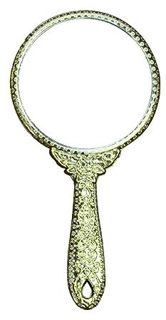 APLUSH Gold/Silber Reise-Handspiegel, Vintage-Handspiegel, Persönlicher Kosmetikspiegel(Color:Gold,Size:25 * 13.5cm/9.8 * 5.3in)