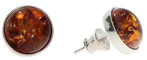 Orecchini in ambra di Artisana, orecchini rotondi con ambra, incastonati in argento sterling 925/000 rodiato