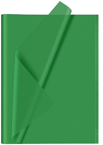 CHRORINE 60 Blatt grünes Seidenpapier, Weihnachts-Seidenpapier, Kunst, Geschenkverpackung, GroBpackung für DIY, Basteln, Dekorieren, Geburtstag, Urlaub, Weihnachtsfeier (20 x 14,5 Zoll/51 x 37 cm)