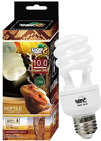 LUCKY HERP UVB Lampe Terrarium, Reptilien Lampe UVA UVB 10.0, E27 Kompakte UVB Lampe 13W, Terrarium UVA UVB Lampe für Bartagamen, Schildkröten, Schlangen, Eidechsen， Reptilien und Amphibien