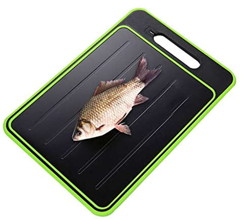 WYIPENGF Planche à découper de décongélation de Cuisine 2 en 1, Plaque de décongélation avec bac d'égouttage, Planche à découper Double Face Lavable au Lave-Vaisselle avec Sharner