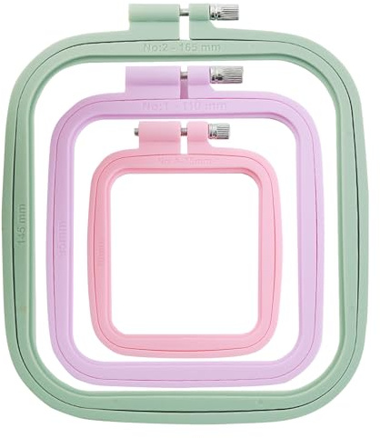 3-delad korsstygnsram, fyrkantig broderiram, korsstygnsram, kvadratiskt brodertält, korsstygnstillbehör, konsthantverkstillbehör (vattenmelonröd, rosa, ljusgrön)
