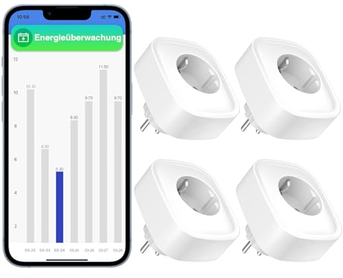 GHome Smart Steckdose mit Strommessung, 16A Wlan Steckdose kompatibel mit Alexa/Google Home, App Fernbedienung, Sprachsteuerung, Zeitplan und Timer, NUR auf 2.4 GHz WiFi