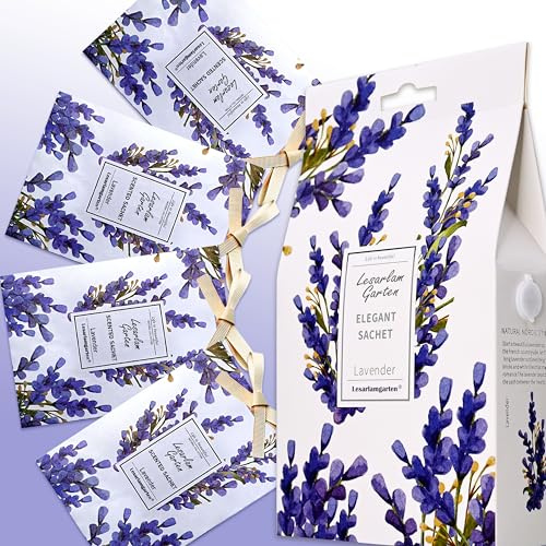 Lavender Scented Sachets, Air Fresheners, Lavender bags for Wardrobes moths Drawers Closets Office Bedroom Bathrooms Living Room Cars Sports Bag, 4 Packs