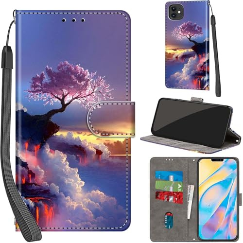 Wallet Flip Case for iPhone 12 / iPhone 12 Pro Leather Mountain Tree | 3 Card Slots & 1 Cash Pocket, Magnetic Closure, Kickstand, Premium PU Leather flip cover for iPhone 12 / 12 Pro