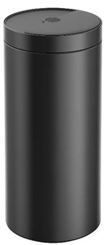 just4baby Large Round 42L Sensor Rubbish Bin with Rotary and Vibration Kick Openning Hands Free Touchless Automatic Motion Sensor Bin Brushed Stainless Steel or BLACK, 42 Litre (ZQ-42B Black)