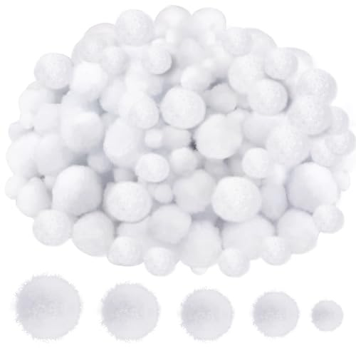 TOAOB 500pcs Craft Pompoms Loisirs Creatifs Blanc 1cm à 3cm Gros Pompons Artisanale Moelleux pour Bricolage Fournitures Décorations Couture Guirlandes Franges Projets et Artisanat