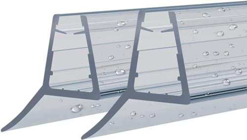 Junta de ducha 2 x 100 cm, bordes suaves de 15 mm, junta transparente para puerta de cristal de 4-6 mm, mampara de ducha, ducha, deflector de agua, protección contra golpes, juntas para puertas de