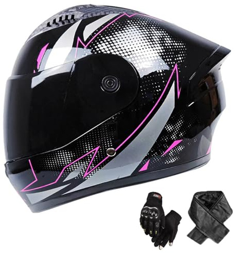 Casco Integrale Retro Flip-Up Per Donna Uomo Con Visiera Parasole Antiappannamento, Certificato DOT/ECE - Protettivo Per Ciclomotore, Cruiser, Chopper, Downhill