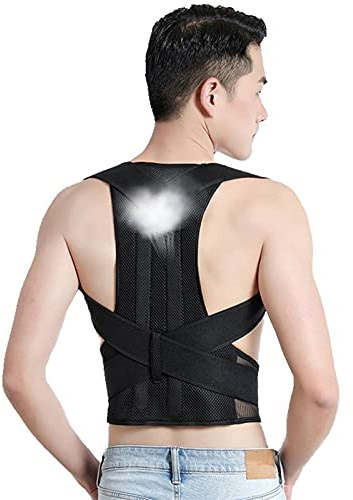 Posture Corrector with Back Support Adjustable Upper Lower Back Brace for Women Men Kyphosis Humpback Straightener for Neck Spine Shoulder Pain Relief (Color : Black Size : XXL) (Black Med (Black X