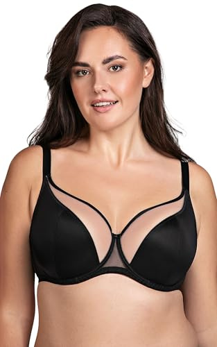VIVISENCE Soutien-Gorge Doux Et Élégant Bonnet en Maille Bas Lisse Bretelles Réglables sans Baleines Latérales Maintien Optimal Et Confort Quotidien