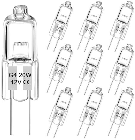 G4 Halogen Light Bulbs 20W, 10 Pcs 220V Dimmable Capsule Oven Bulbs Warm White 2 Pin Lamp Bulb Halogen Clear Bulb Lamps Led Bulbs for Wax Burner Lava Lamp Cooking Lighting RV Light, 300℃ Heat Tolerant